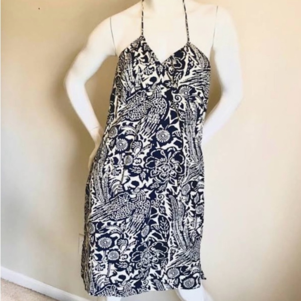 Old Navy Print Halter Dress in Blue and Cream Size 8